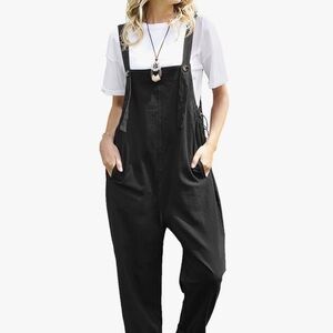 Women's Black Cotton Loose style Overalls medium